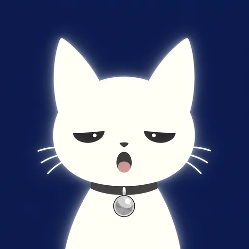 Avatar crop: eyes drooping to two heavy half-closed lines with a small yawn, on a deep indigo background.