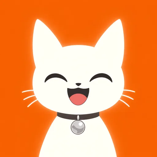 Avatar crop: eyes squeezed shut into two upward arcs with his mouth wide open laughing, on a bright burnt orange background.
