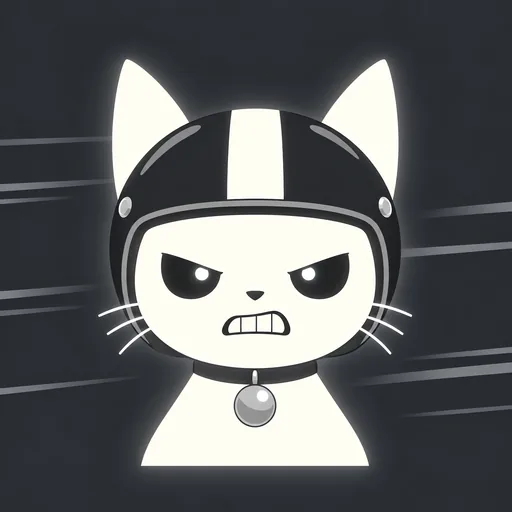 Avatar crop: teeth gritted and eyes blazing in an open-faced racing helmet with a bold stripe, against flat asphalt grey with speed streaks.