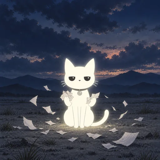 Eyes wide and darting in panic, he holds up both front paws and they are crumpled sheets of paper tearing at the edges, scraps blowing away across an empty plain.