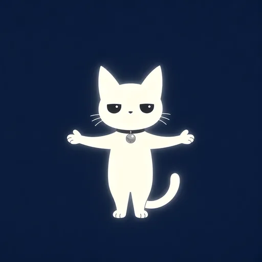 He stands with both front paws spread wide on flat navy, empty space either side of him.